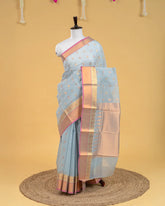SC2880 - Linen Cotton With Copper And Gold Zari